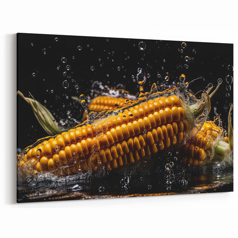 Golden Corn Splash Art – Dynamic Kitchen Food Photography Print