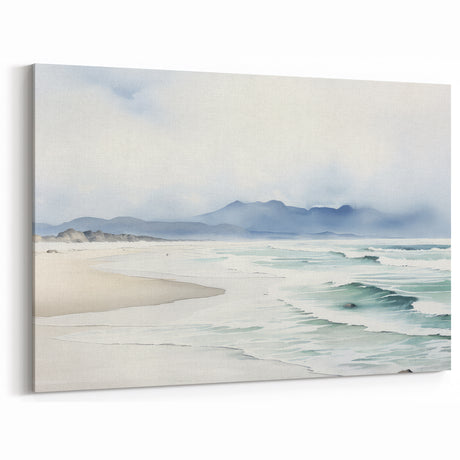 Vintage Landscape Art – Misty Coastline and Serene Ocean Decor