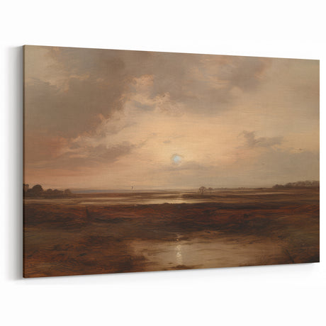 Vintage Landscape Art – Sunset Marshlands and Rustic Twilight Decor