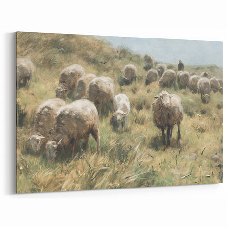 Vintage Landscape Art – Grazing Sheep and Rustic Countryside Decor