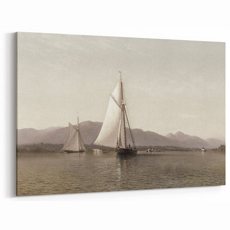 Vintage Landscape Art – Sailing Boats and Serene Lakeside Decor