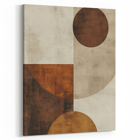 Earthy Geometric Wall Art – Abstract Circles for Dining Room