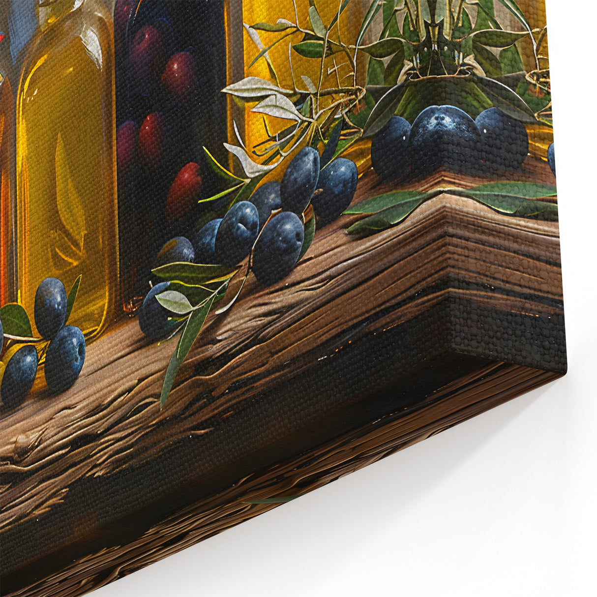 Rustic Olive Oil Bottles – Mediterranean Framed Kitchen Prints