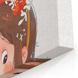 Whimsical Girl with Mushroom Hat Wall Art - Storybook Nursery Print