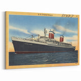 Vintage S.S. United States Travel Poster - Retro Ocean Liner Art