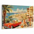 Vintage Coastal Travel Poster - Retro Convertible Holiday Art