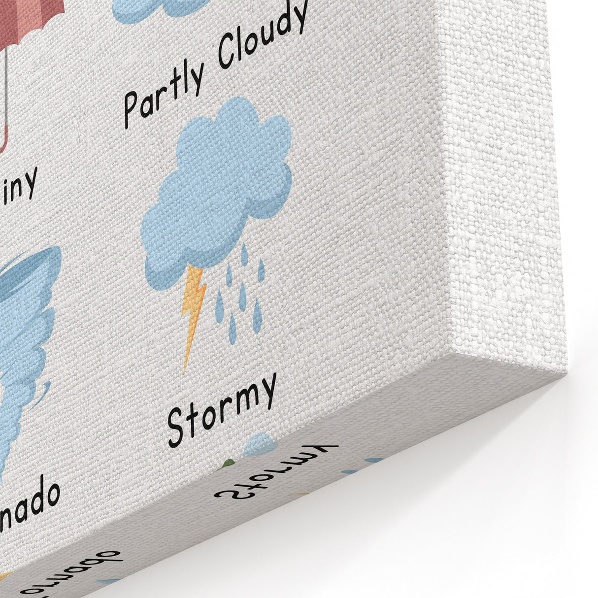 Weather Typography Art Print – Sunny, Cloudy, and Rainbow Wall Art