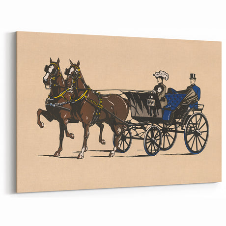 Vintage Horse-Drawn Carriage Poster - Retro Elegant Travel Art