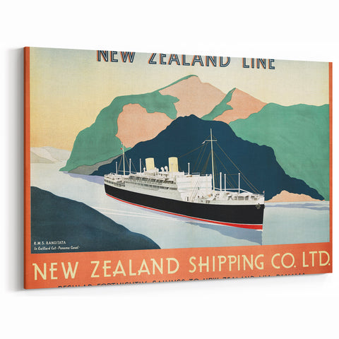 Vintage Travel Poster - New Zealand Shipping Line | Retro Travel Print