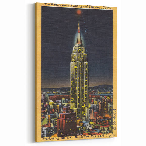Vintage Travel Poster - Empire State Building at Night, NYC