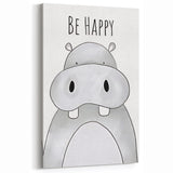 Be Happy Hippo - Boys Room Wall Art Kids Wall Art Prints