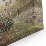 Vintage Landscape Art: Garden and House Print with Flowers