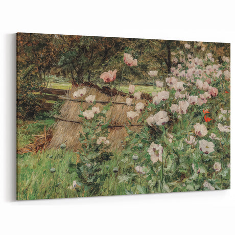 Vintage Poppy Field Art - Antique Floral Landscape Canvas
