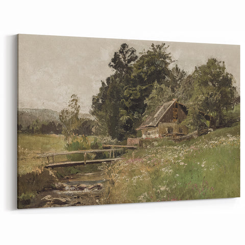 Vintage Countryside Landscape Art - Antique Rural Scene Canvas