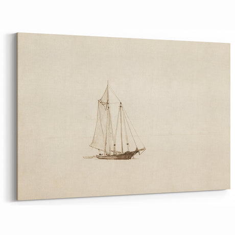 Vintage Sailboat Sketch Art - Nautical Drawing Canvas