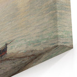 Vintage Seascape Art - Peaceful Boats and Moonlit Ocean Canvas
