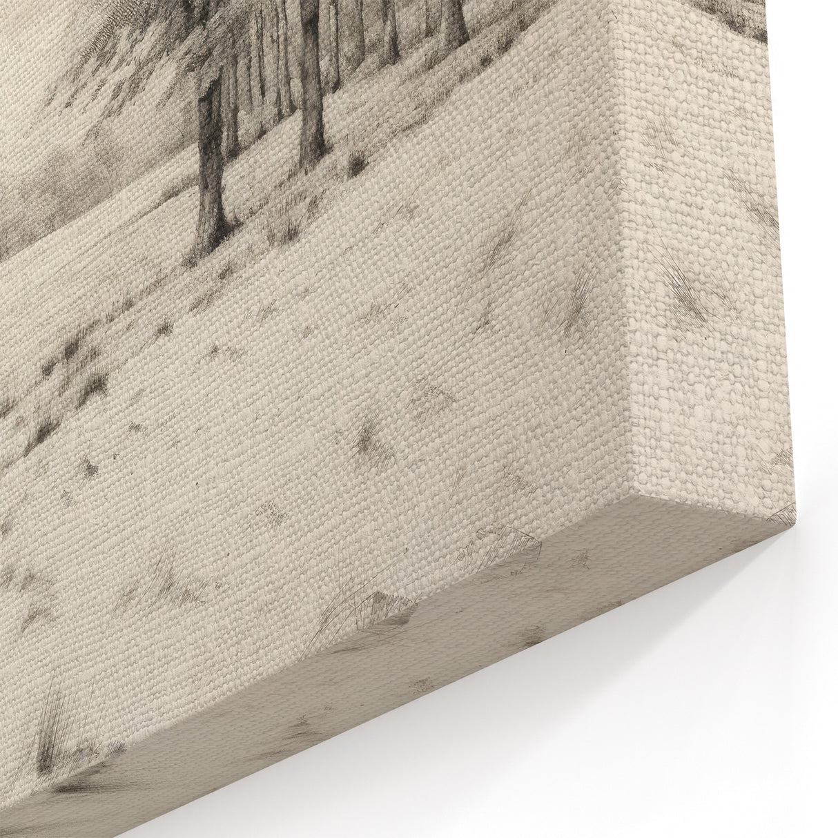 Vintage Landscape Art - Snowy Trees and Footprints in the Winter
