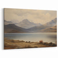 Vintage Landscape Art - Majestic Mountain and Lake View