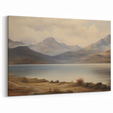 Vintage Landscape Art - Majestic Mountain and Lake View