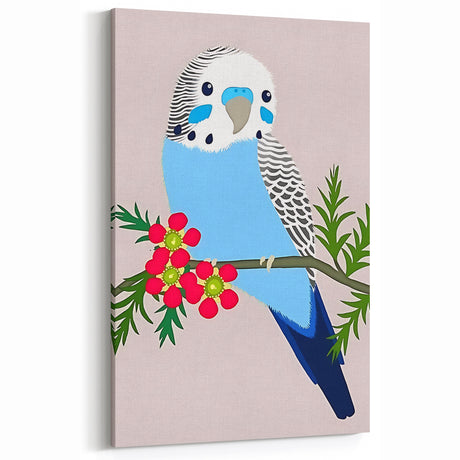 Blue Budgie Wall Art – Cute Bird Illustration for Boys' Room
