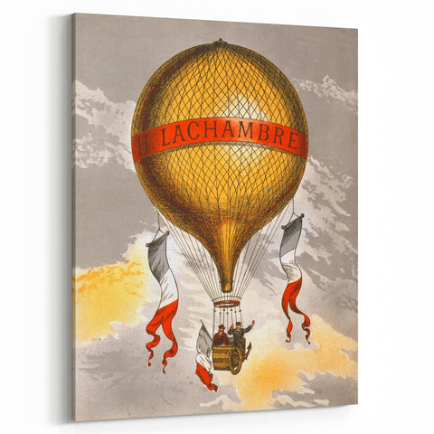 Vintage Travel Poster - Hot Air Balloon Paris Wall Art