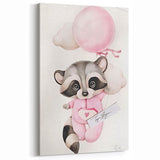 Floating Baby Raccoon Girls Room Wall Art - Dreamy Nursery Print