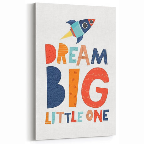 Boys Bedroom Art - Dream Big Rocket Nursery Wall Art Prints