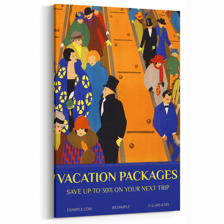 Vintage Travel Poster - Art Deco Vacation Packages Print