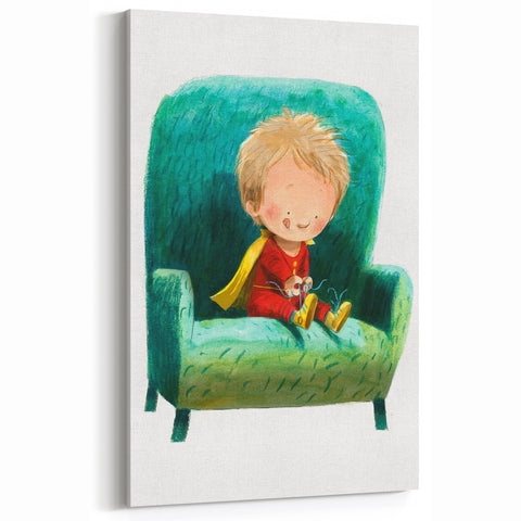 Nursery Wall Art - Superhero Boy Kids Room Art for Playroom