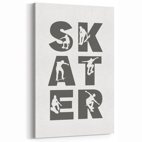 Skater Typography Art Print – Dynamic Skateboarding Wall Art Canvas