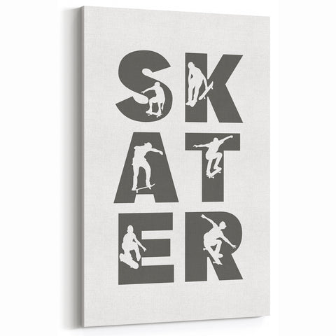 Skater Typography Art Print – Dynamic Skateboarding Wall Art Canvas