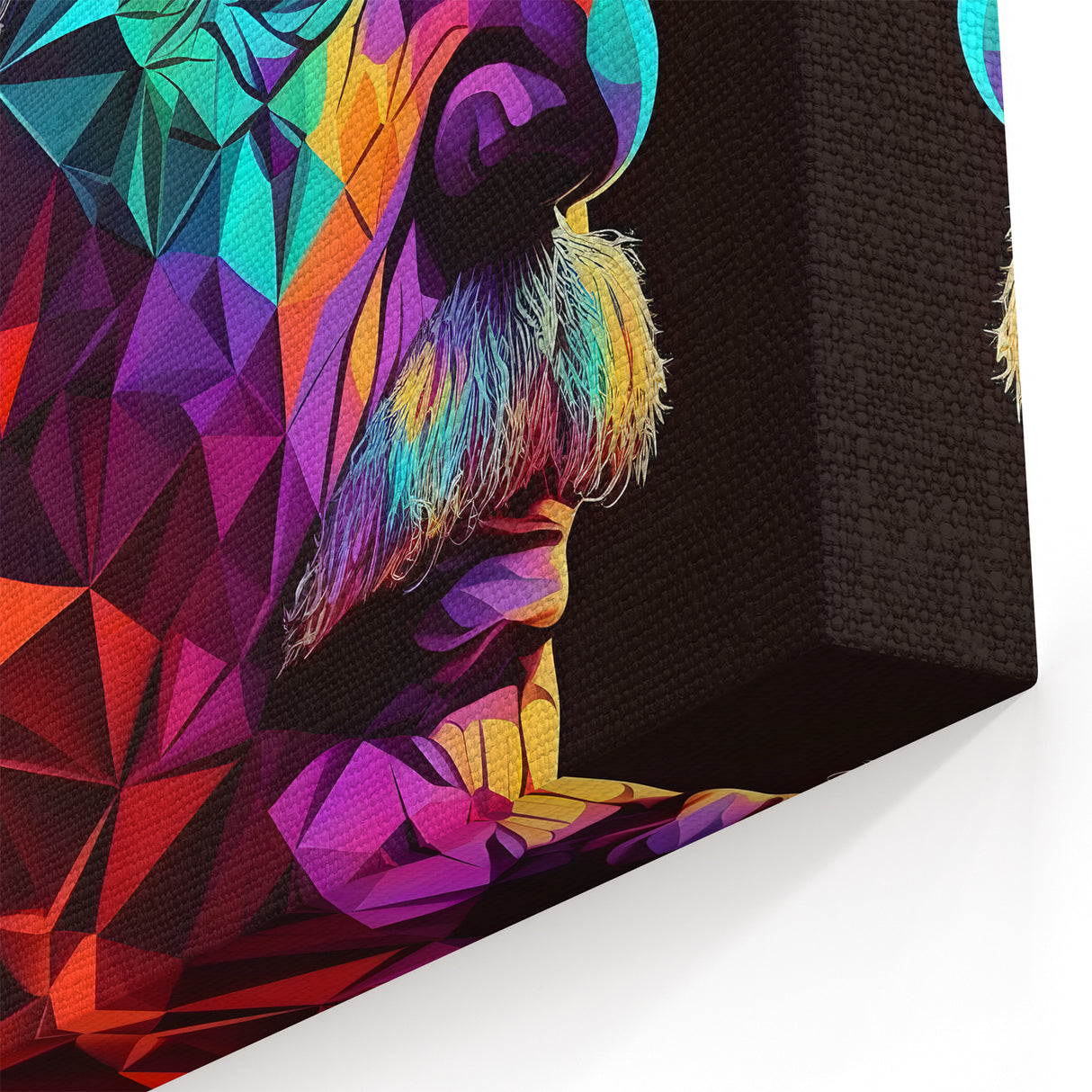 Vibrant Pop Art Canvas - Neon Low-Poly Portrait Wall Art Print