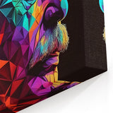 Vibrant Pop Art Canvas - Neon Low-Poly Portrait Wall Art Print