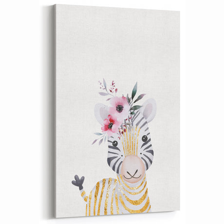 Floral Baby Zebra Girls Room Wall Art – Nursery Print