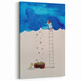 Whimsical Boys Room Wall Art – Child Catching Stars with Teddy Bear