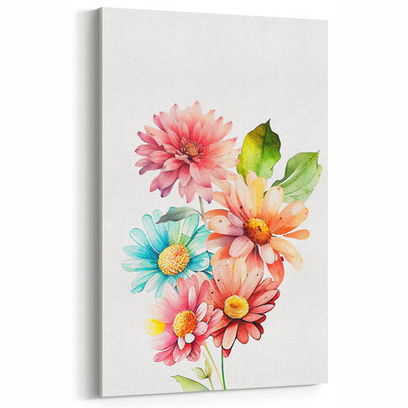 Kids Room Art Prints – Vibrant Watercolor Floral Wall Decor