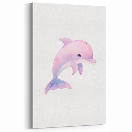 Girls Bedroom Art – Cute Watercolor Dolphin Nursery Wall Decor