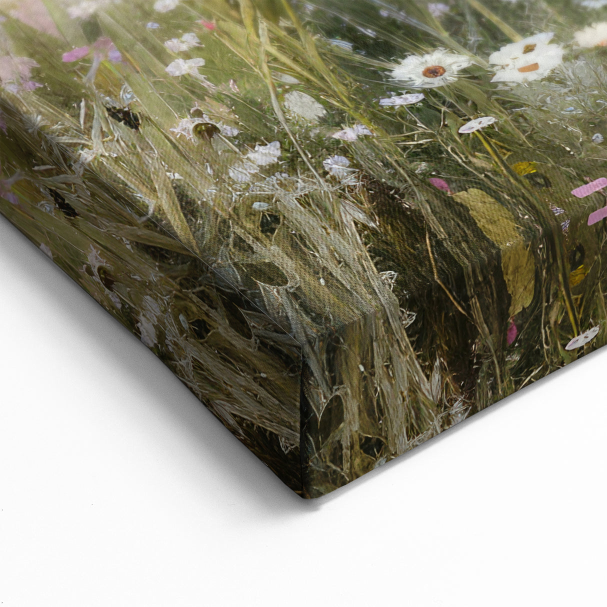 Vintage Landscape Art - Scenic Field with Flowers