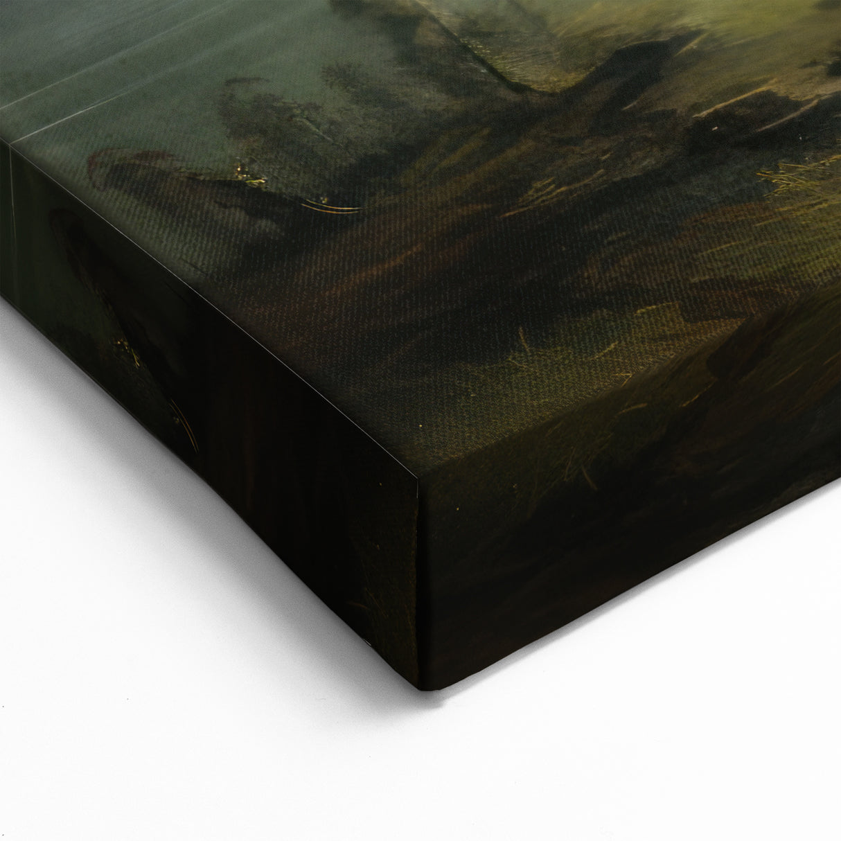 Vintage Landscape Art - Misty Mountains and Tranquil Lake