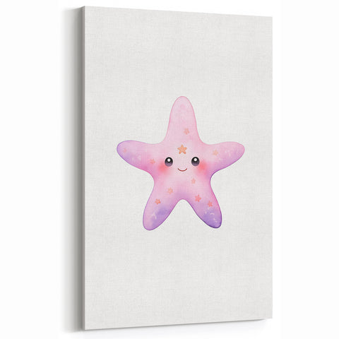 Girls Room Wall Art – Cute Watercolor Starfish Nursery Print