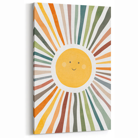 Happy Sunburst Girls Room Wall Art - Cheerful Nursery Print