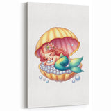 Girls Room Wall Art - Sleeping Mermaid in Seashell Kids Decor
