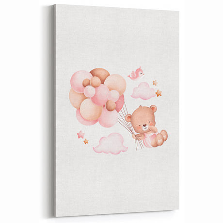 Children’s Wall Decor - Floating Teddy Bear Kids Room Art