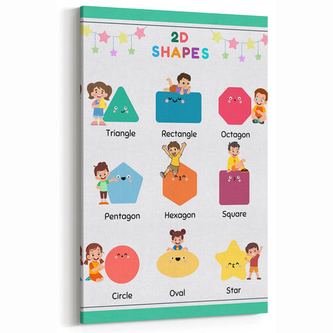 2D Shapes Kids Educational Wall Art – Learning Poster