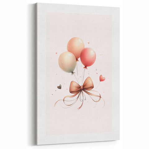 Girls Bedroom Art - Elegant Balloons and Bow Kids Room Decor