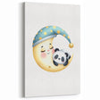 Kids Room Art Prints - Sleeping Moon & Panda Nursery Wall Decor