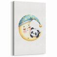 Kids Room Art Prints - Sleeping Moon & Panda Nursery Wall Decor