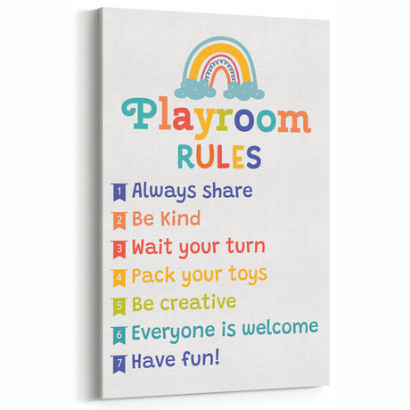 Playroom Rules Kids Educational Wall Art – Positive Learning Poster