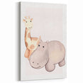 Girls Room Wall Art - Giraffe & Hippo Kids Room Art Prints