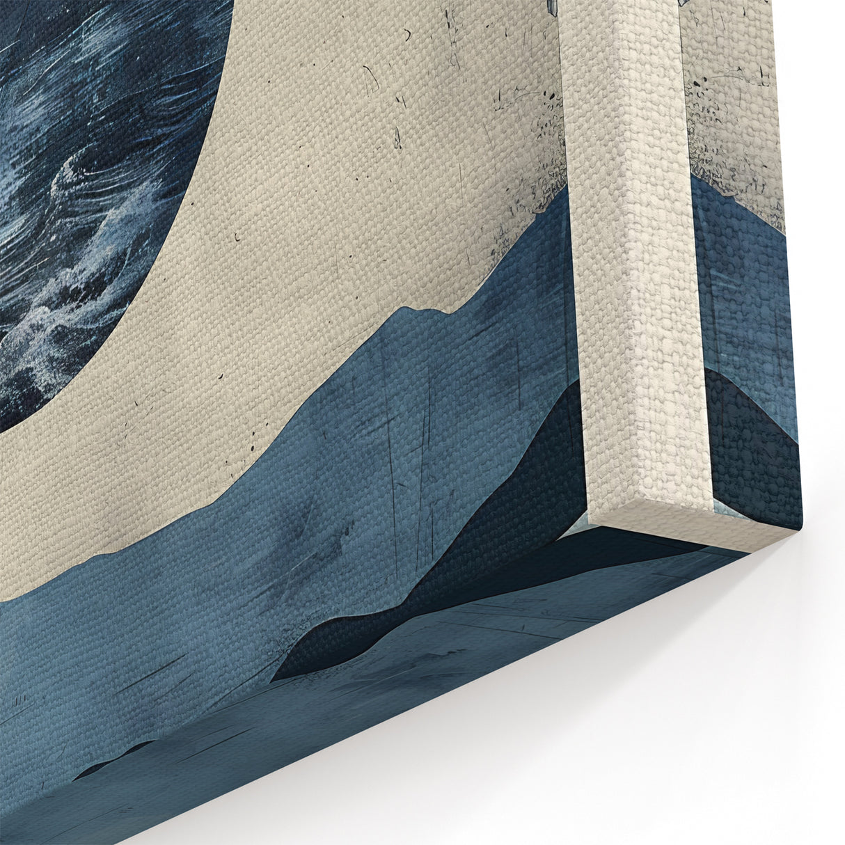Modern Dining Room Wall Art - Navy & Beige Abstract Canvas